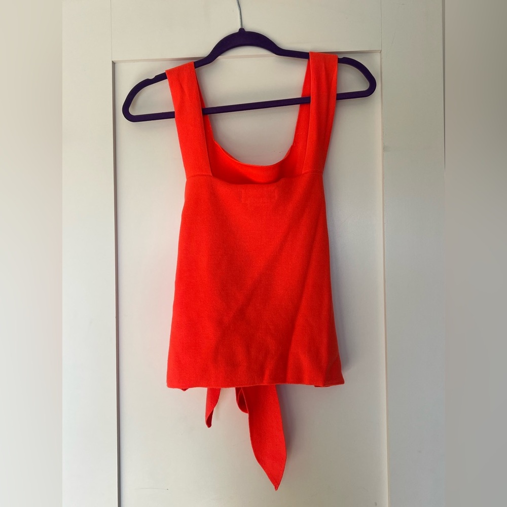 Anthropologie Bright Red Tie-Front Blouse - Picture 2 of 3